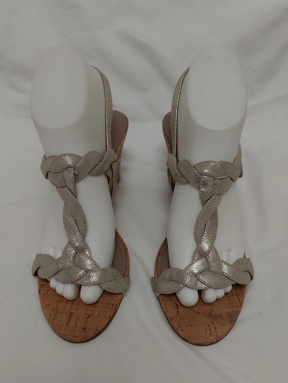 Donald/Pliner Jooli Woven Metallic Wedge Sandals - Silver Womens 8.5 New
